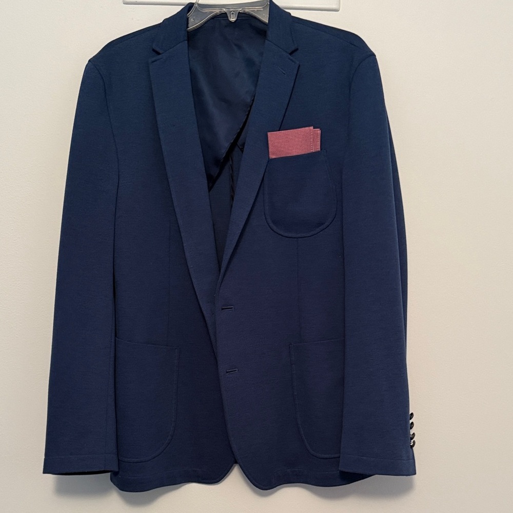 Nick Graham Navy Men's Blazer with Pocket Square